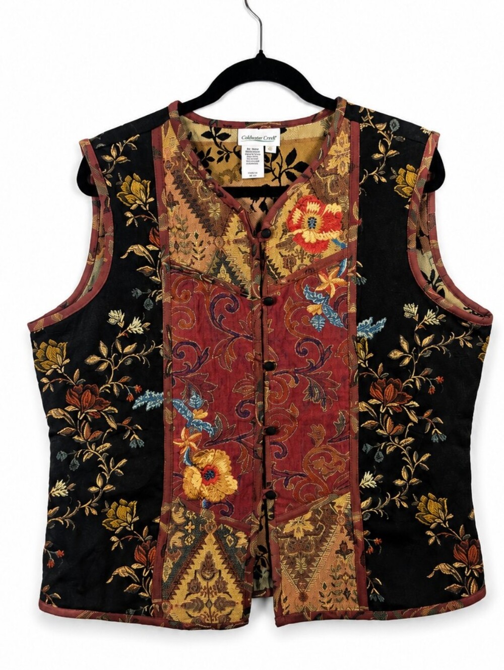 Coldwater Creek L Tapestry Floral Vest Embroidered Boho Art to Wear Fall Cottage